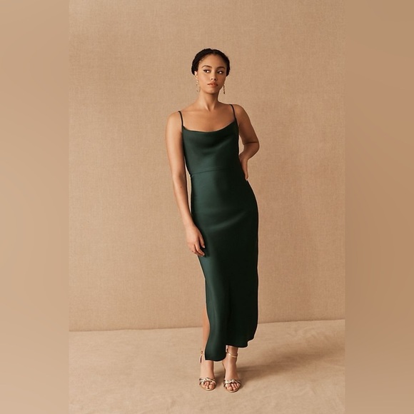 Sachin + Babi Dresses & Skirts - Anthropologie Sachin Babi Cali Satin Cowl Neck Slip Dress Emerald Green
